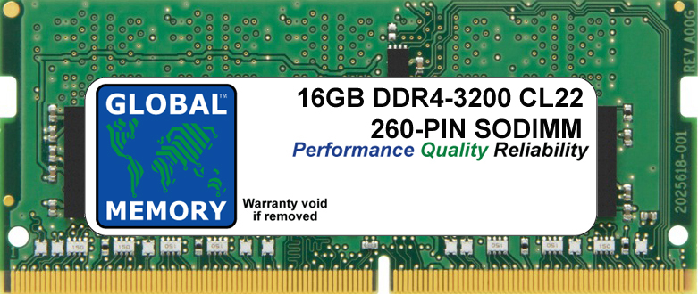 16GB DDR4 3200MHz PC4-25600 260-PIN SODIMM MEMORY RAM FOR LAPTOPS/NOTEBOOKS